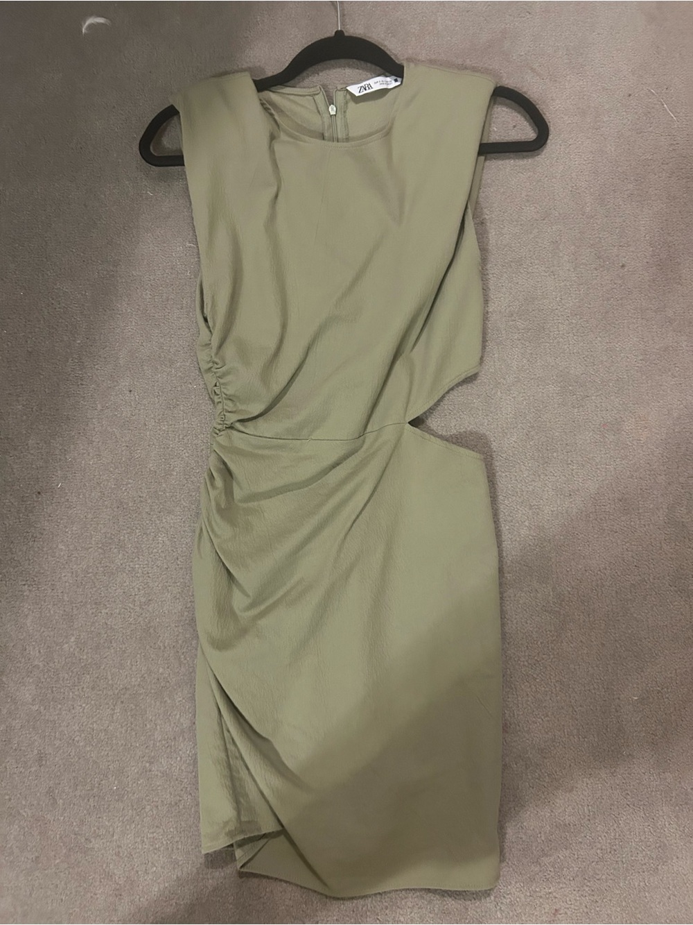Zara Pistachio One-Shoulder Cutout Dress